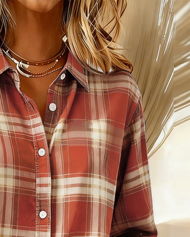 Plaid Lapel Shirt