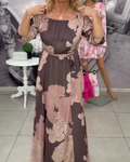 Floral Print One Shoulder Maxi Dress