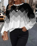 Plaid Print Crew Neck Sweatshirt