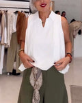 Sleeveless Lapel Loose Blouse