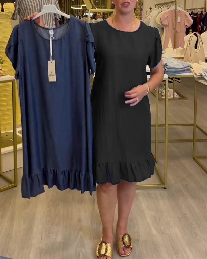 Casual Denim Ruffle Dress