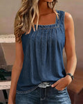 Square Neck Denim Tank Top