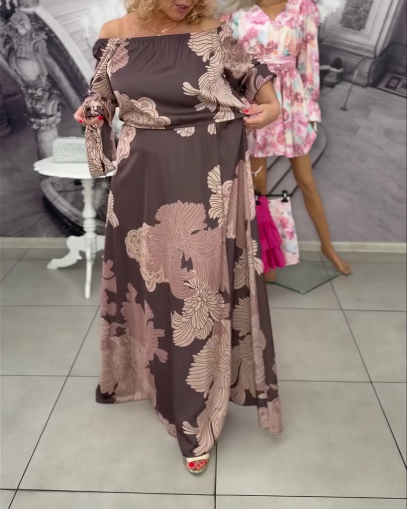 Floral Print One Shoulder Maxi Dress