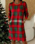 Long-Sleeved Plaid Sweatshirt Dress