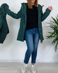 Fashion solid color zipper button detachable coat