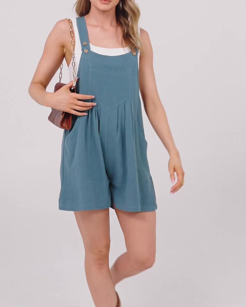 Casual Suspender Shorts Jumpsuits