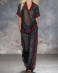 Leopard Pattern Thin Athletic Two-Piece Set