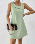 Slant Collar Sleeveless Elegant Dress
