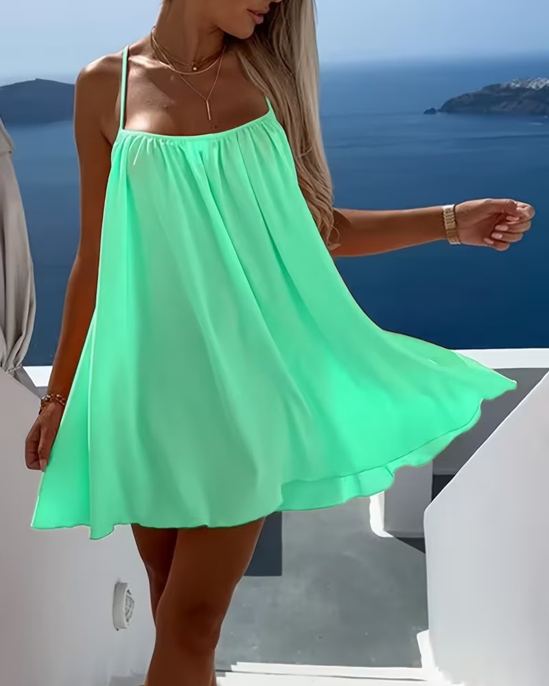 Crisscross Spaghetti Strap A-Line Dress