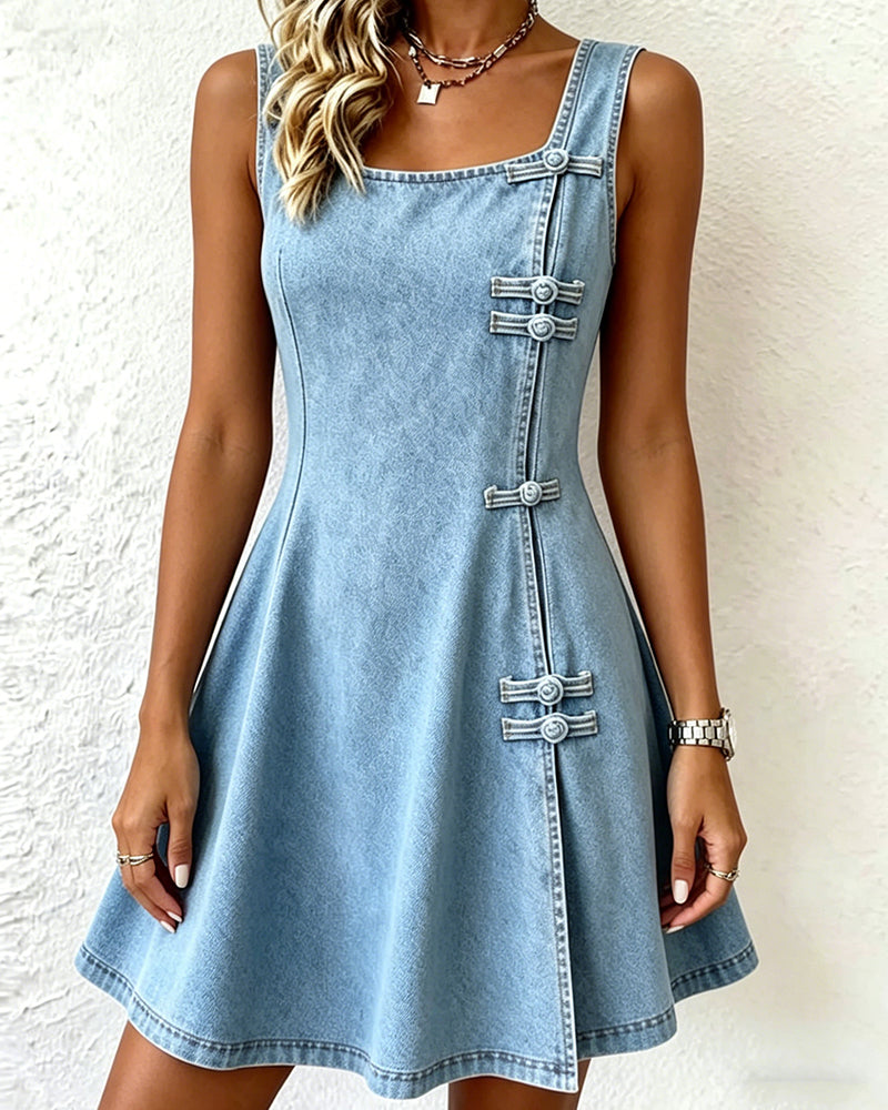 Square Neck Sleeveless Dress