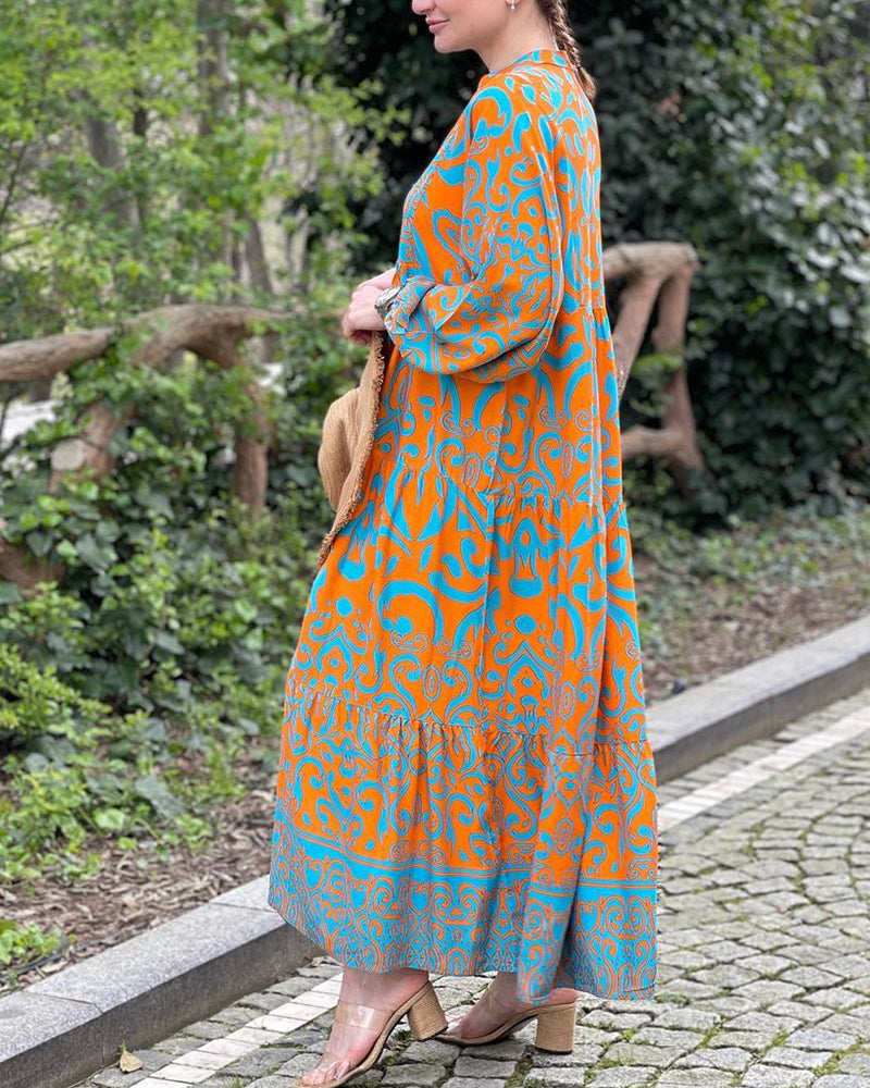 Premium printed casual long dress
