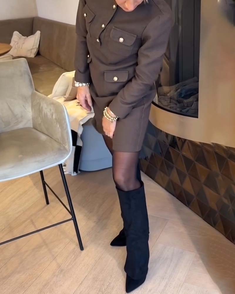 Elegant And Slimming Long-Sleeved Dress