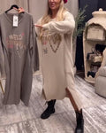 Long sleeve printed loose dress