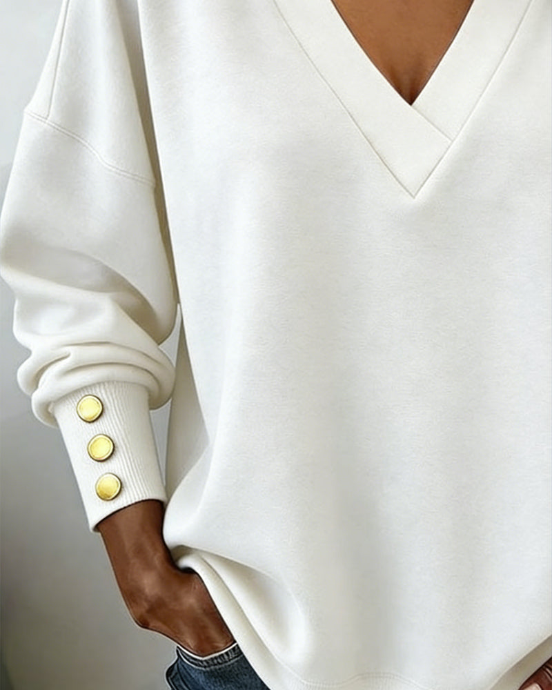 Stylish V-Neck Horseshoe Sleeve Top