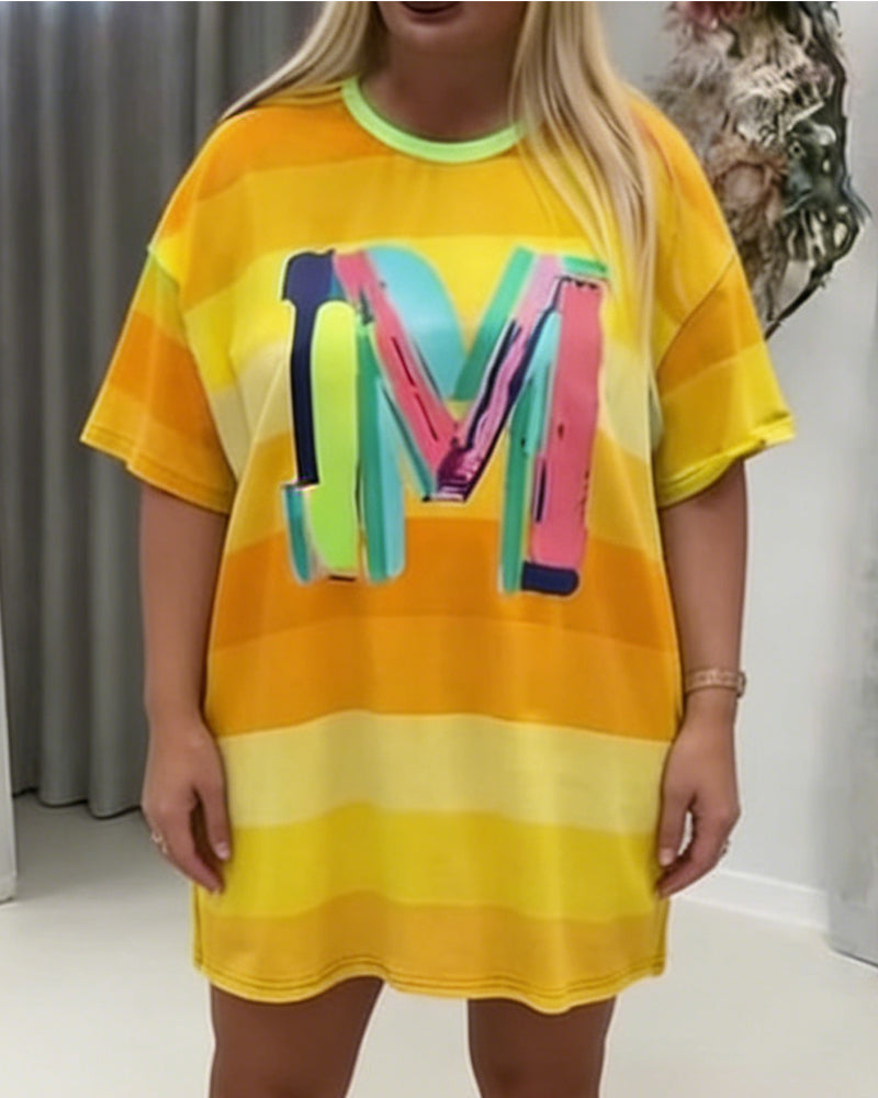 Rainbow Stripe Letter Dress