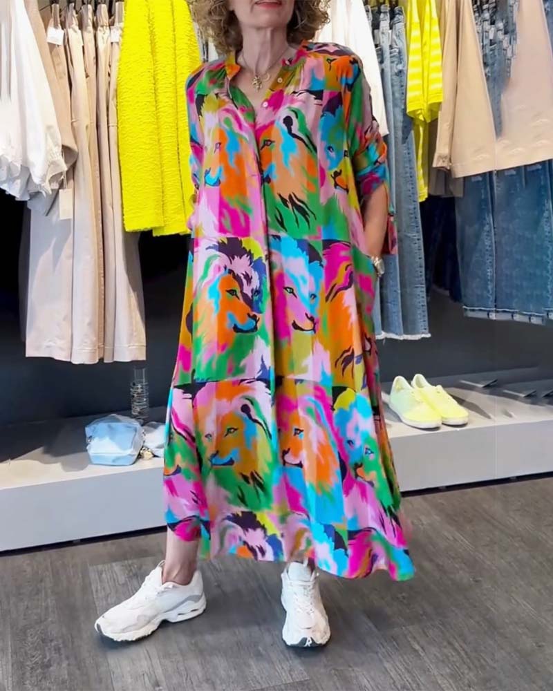 Color-printed pockets dress
