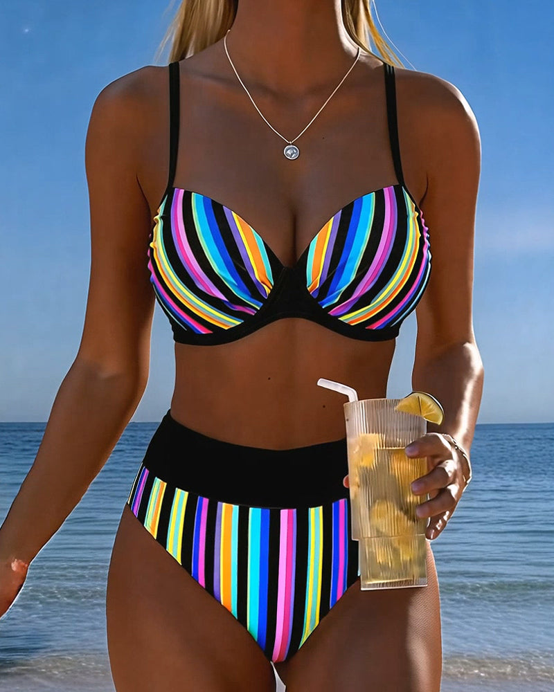 Rainbow Stripe Bralette Bikini