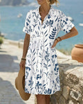 Fresh Botanical Print A-Line Dress