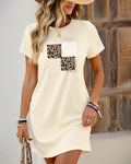 Leopard Patchwork Print T-Shirt Dress