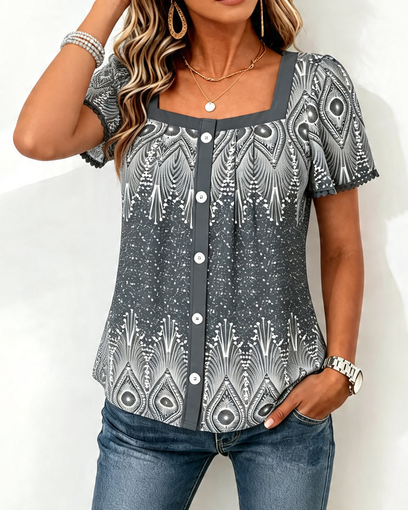 Bohemian Square Neck T-Shirt