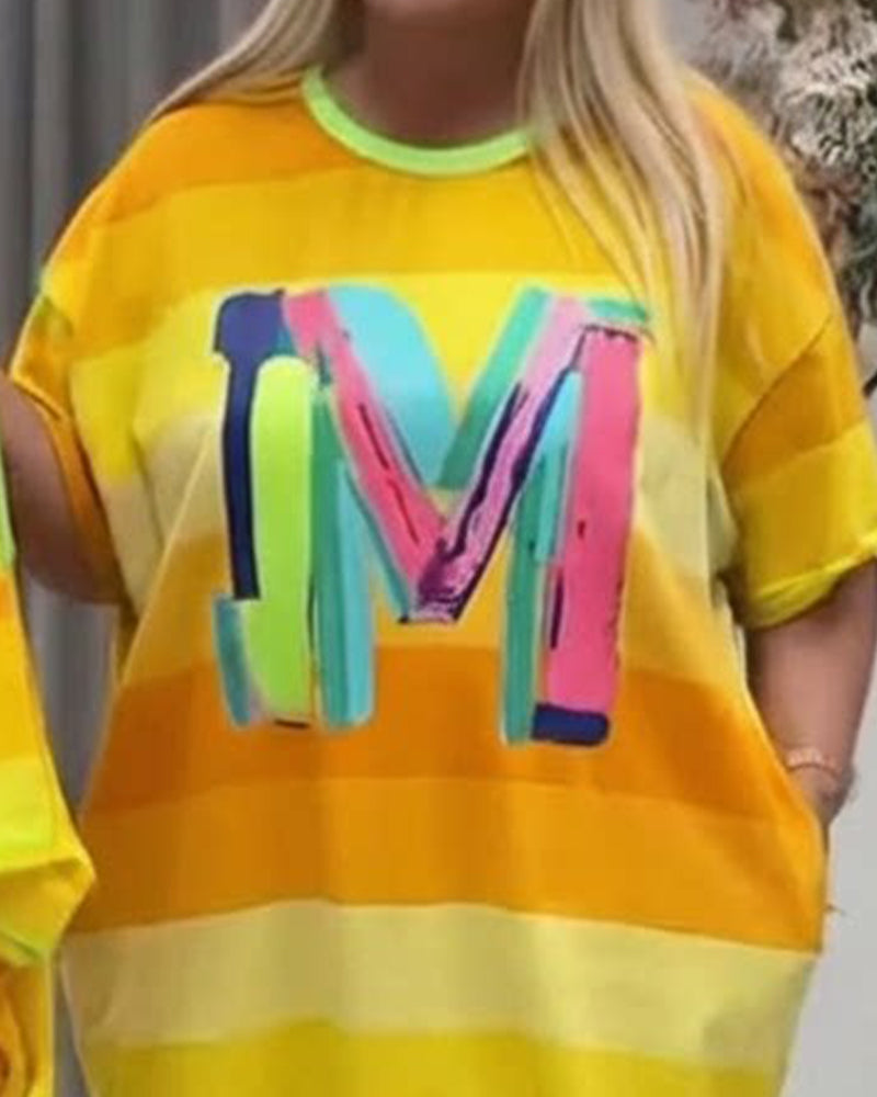 Rainbow Stripe Letter Dress