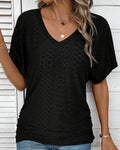 V-Neck Solid Color Casual T-Shirt