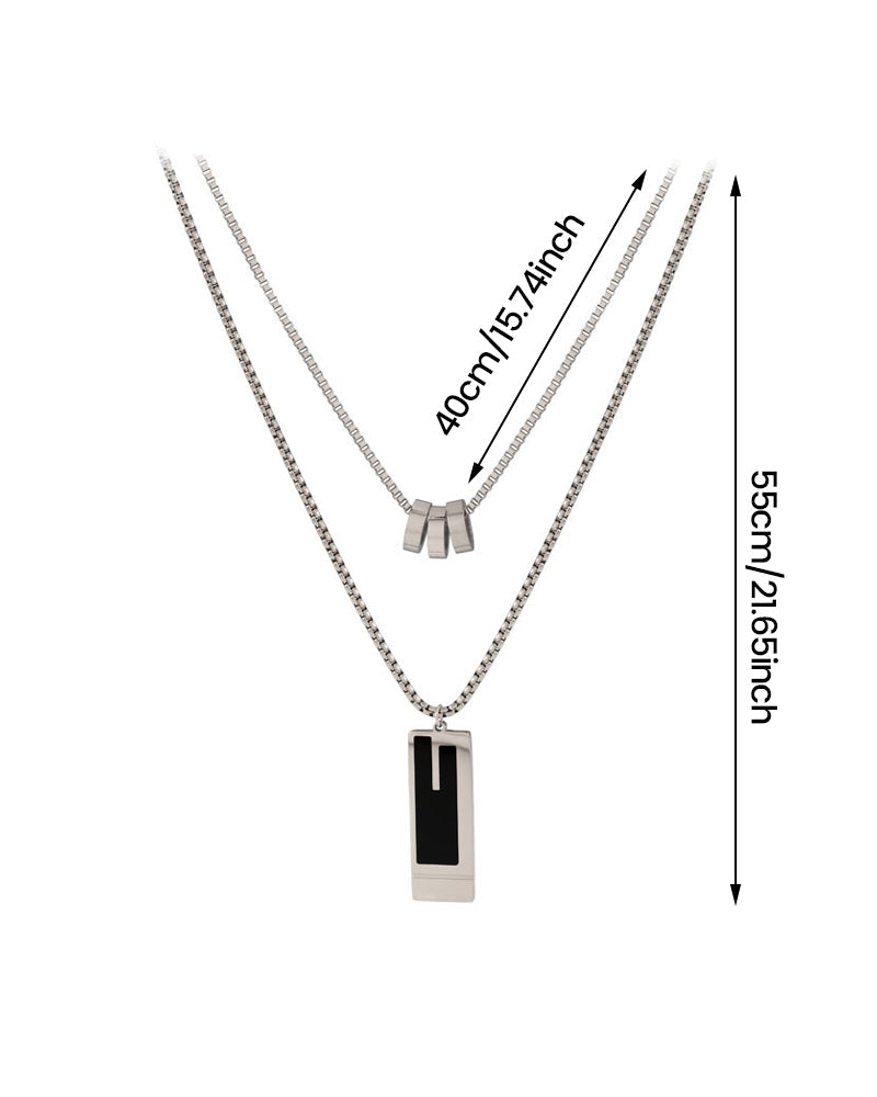 Double long necklace in titanium steel