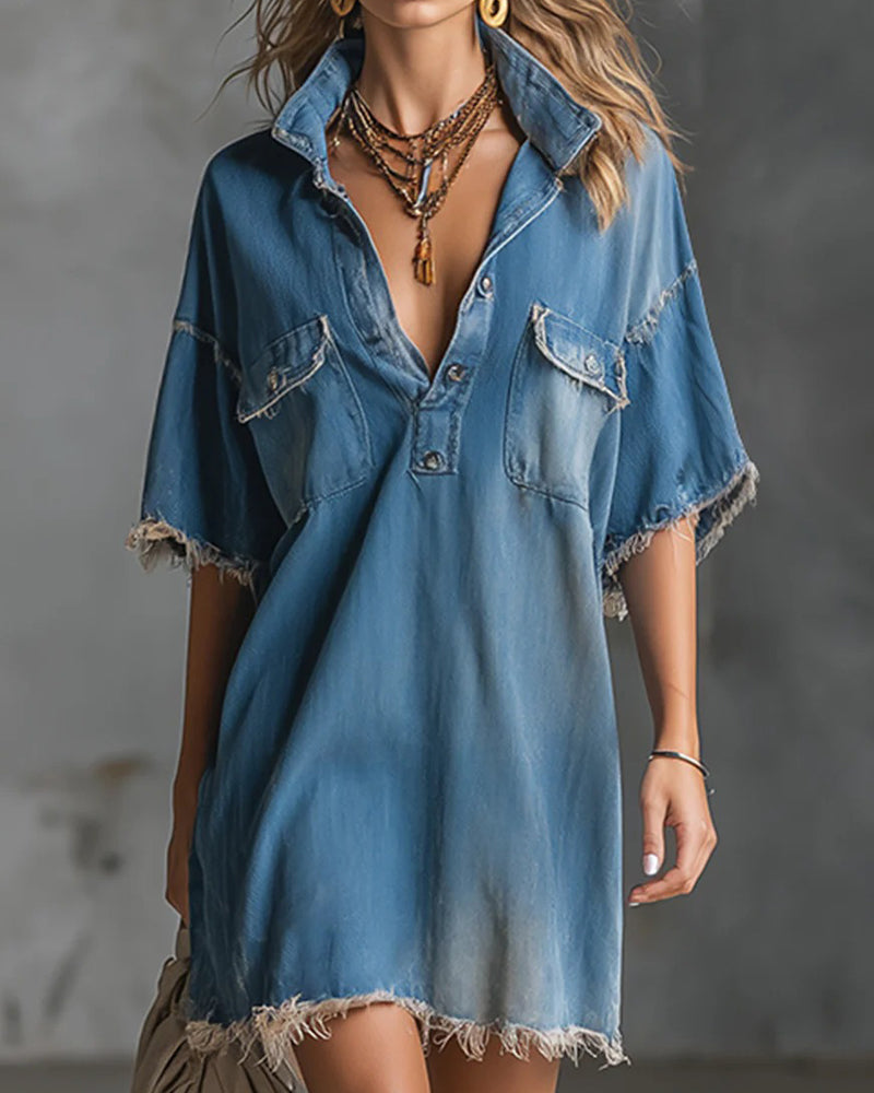 Casual Lapel Denim Dress