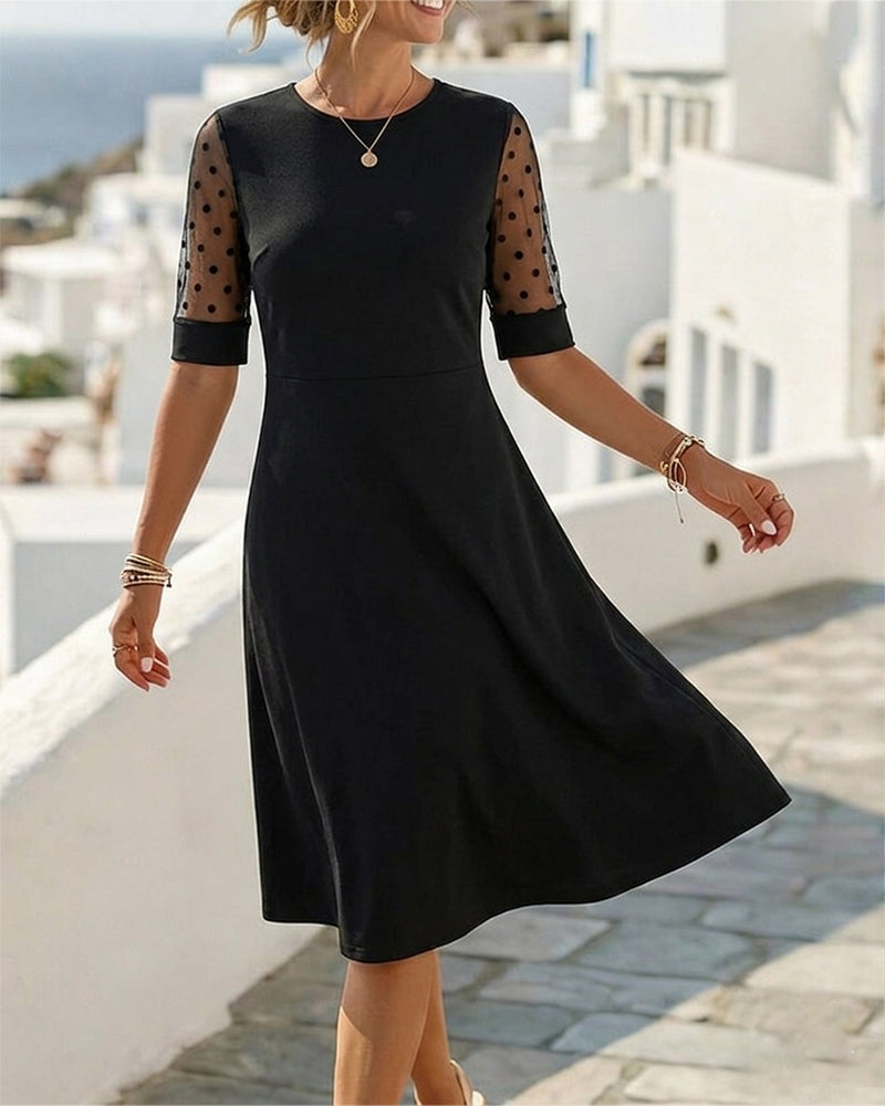 Casual Polka Dot Three-Quarter Sleeve Dress