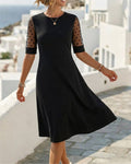 Casual Polka Dot Three-Quarter Sleeve Dress