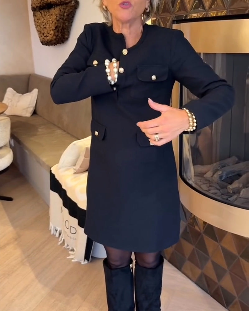 Elegant And Slimming Long-Sleeved Dress