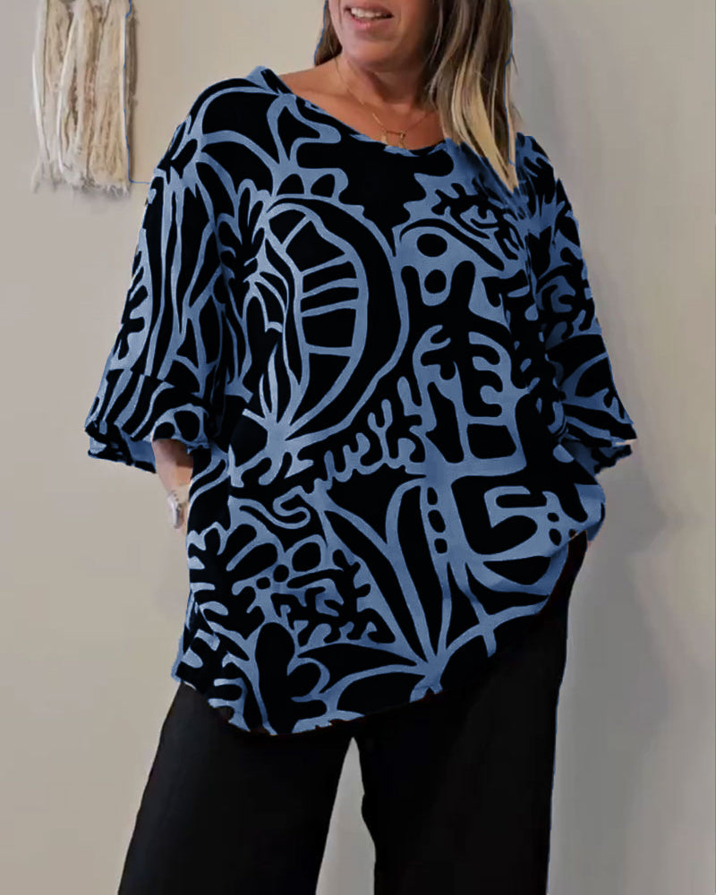 Abstract Botanical Print Loose Top