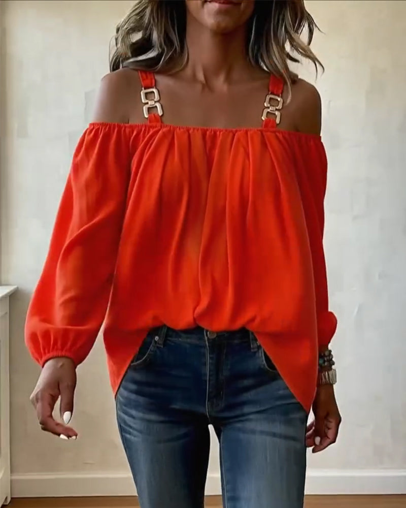 Cold Shoulder Solid Color Camisole Blouse