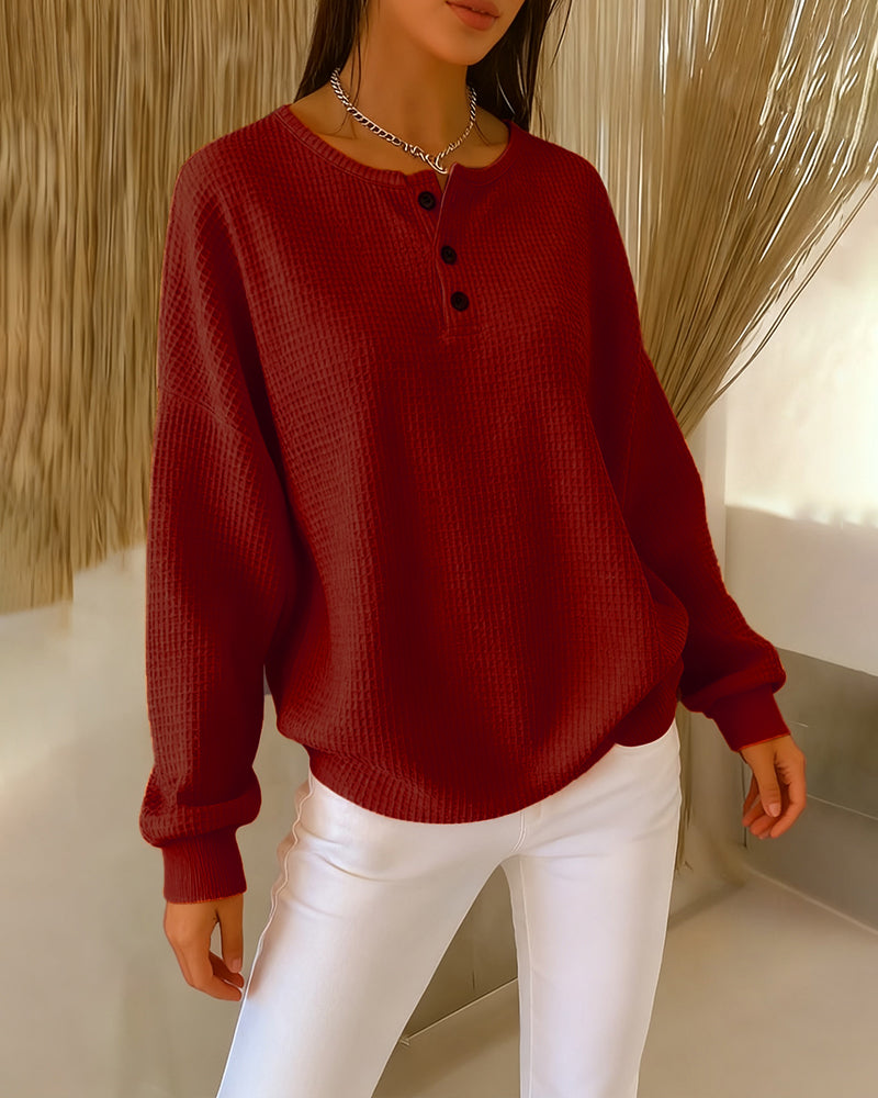 Fashionable Casual Solid Color Long-Sleeved Sweatshirt