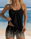 Shimmer Sleeveless Tank And Bikini Bottoms Separates Swimsuit