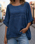 Loose Batwing Sleeve Denim Top