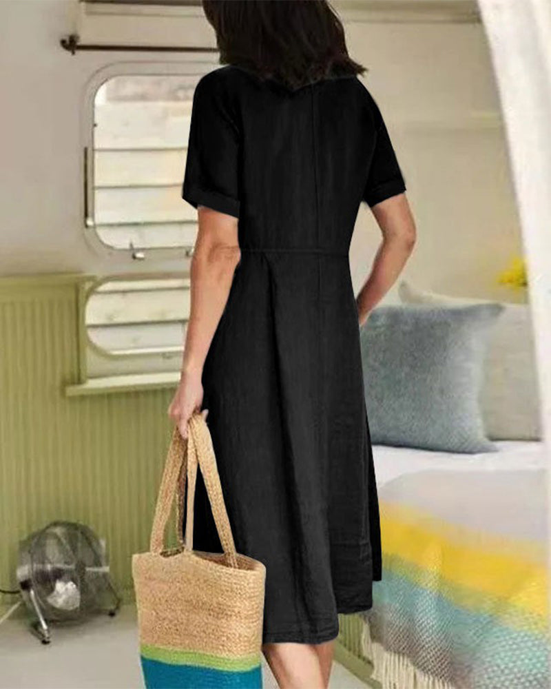 Casual Single-Breasted Dress