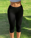 Stretch Yoga Solid Color Bermuda Shorts