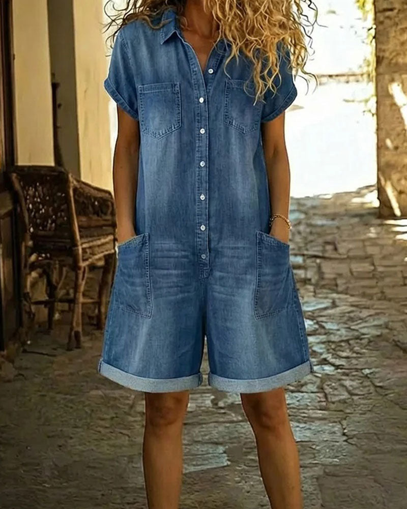 Short Sleeve 100% Cotton Jumpsuits