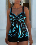 Color Block Print Tie Tankini