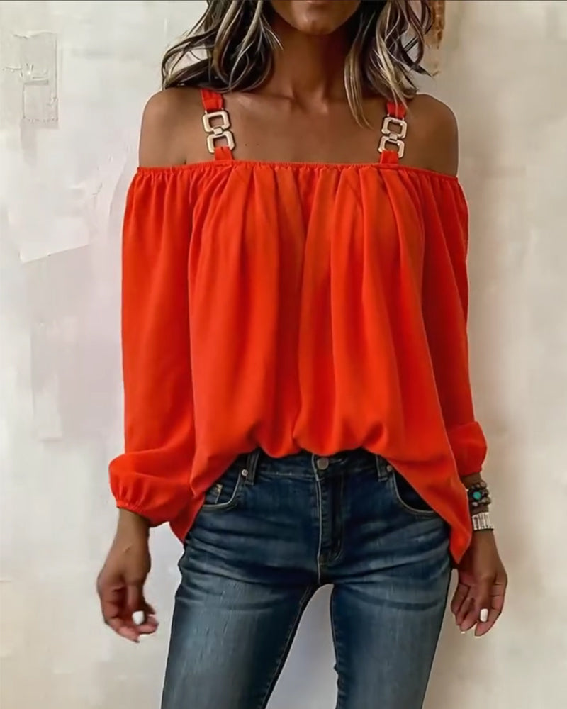 Cold Shoulder Solid Color Camisole Blouse