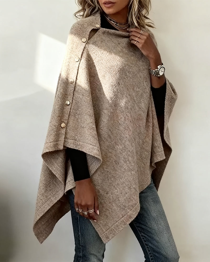 Stylish Cape-Style Asymmetrical Sweater