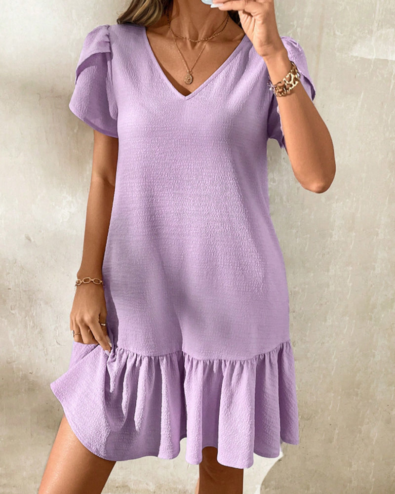 Elegant A-Hem Puff Sleeves Dress