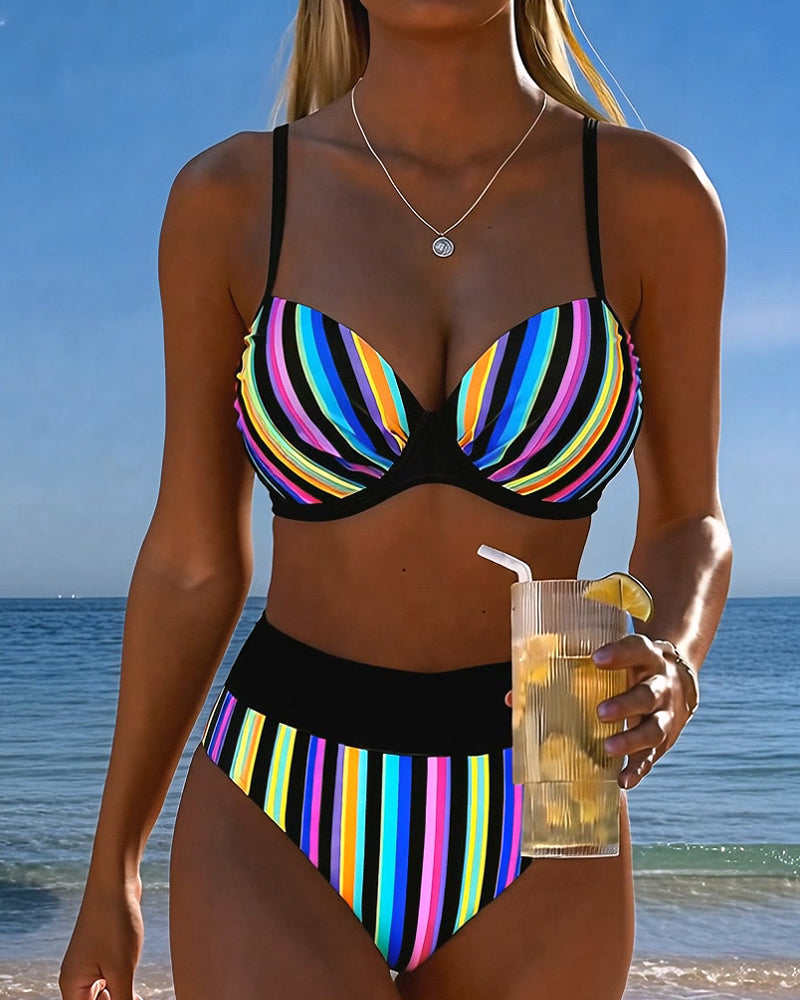 Rainbow Stripe Bralette Bikini
