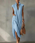 Elegant Stand Collar Slit Long Dress