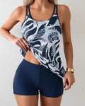 Two-Piece Conservative Printed Tankini