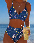 Sexy Crisscross Floral Print Bikini