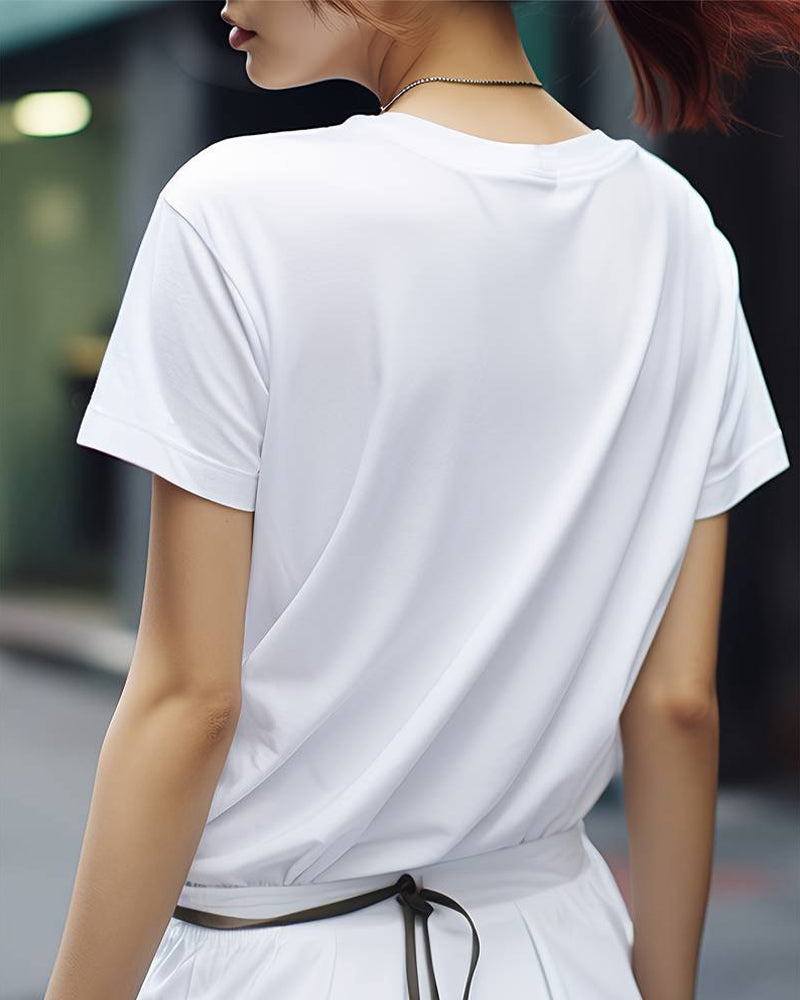 Love printed short-sleeve round neck casual T-shirt