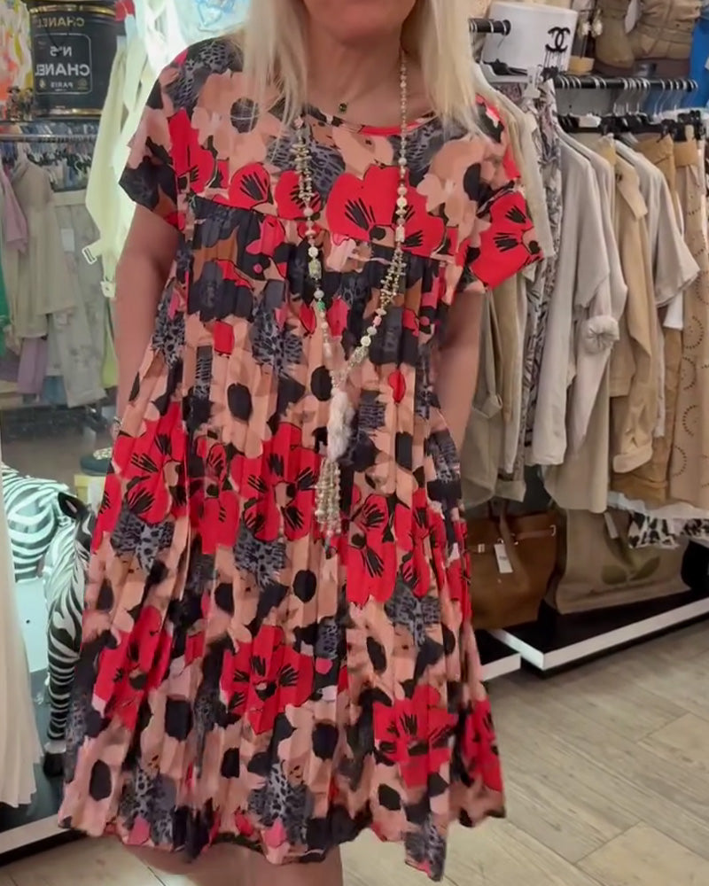 A-Hem Short-Sleeved Long Dress