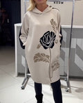 Hooded Color-Block Floral Print Dress